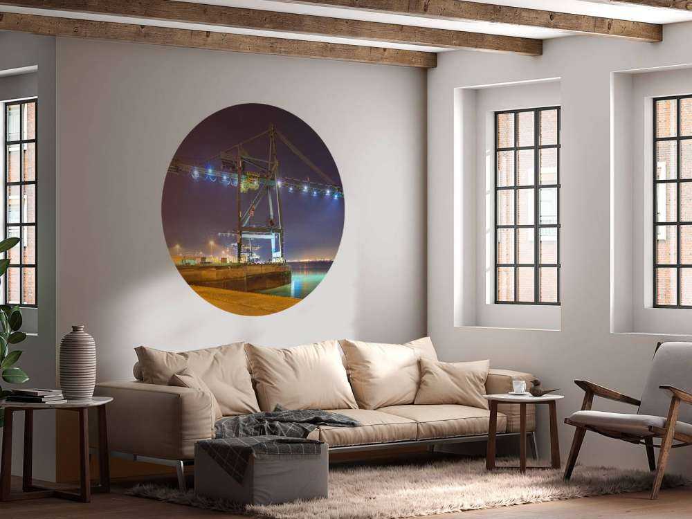 Nachtzicht op Verlichte Haven van Antwerpen