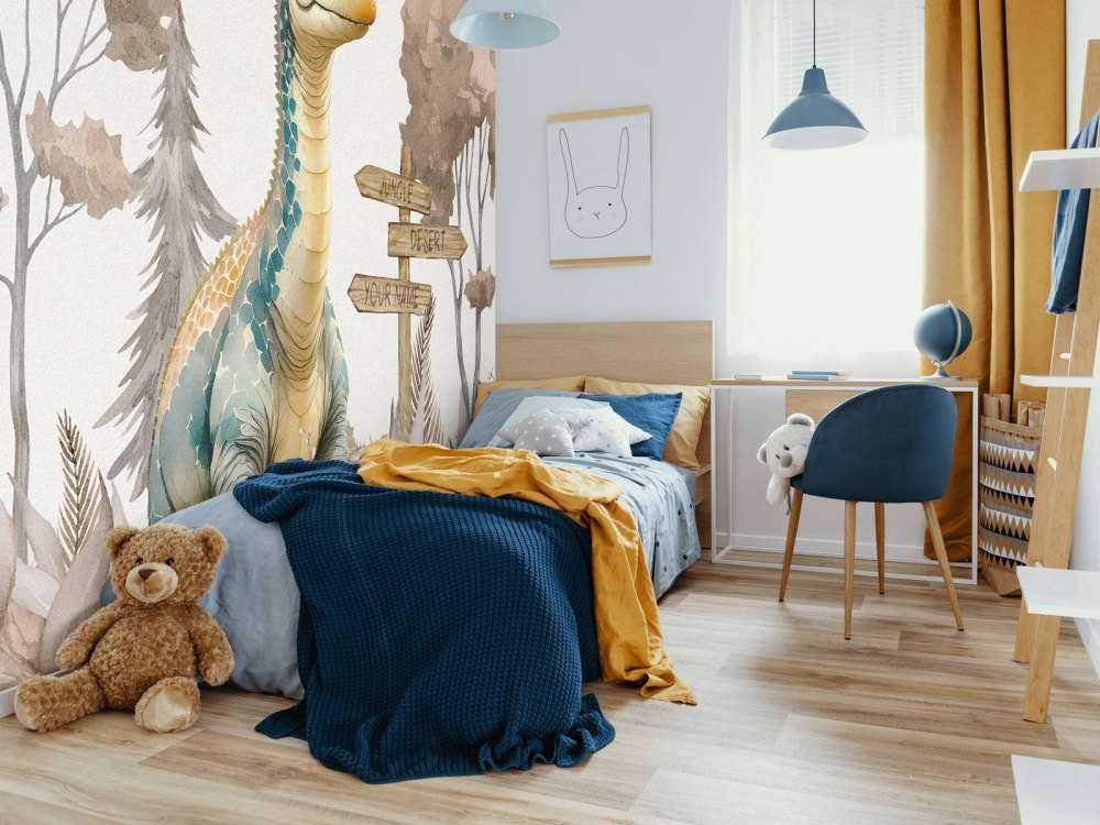 Baby brachiosaurus in the taupe jungle