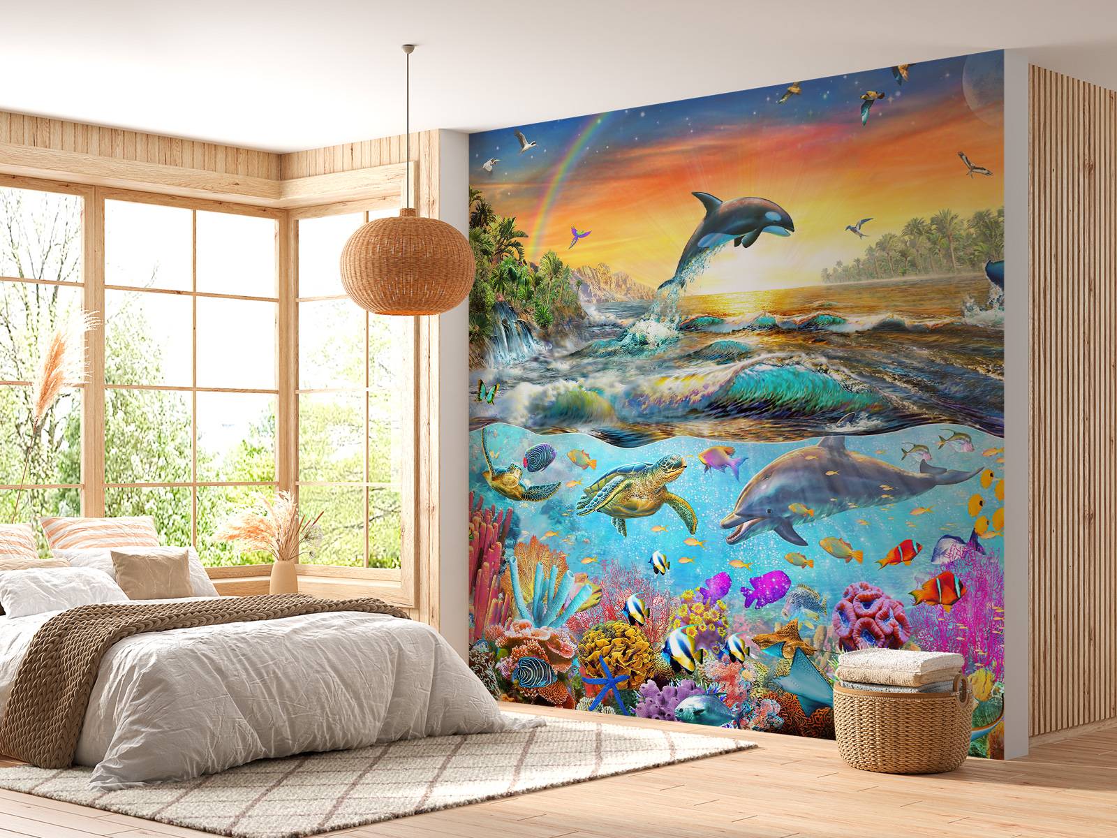 木版画『Tropical paradise 』 Tropical Paradise Nature Inspired Rug - Carpets For Kids