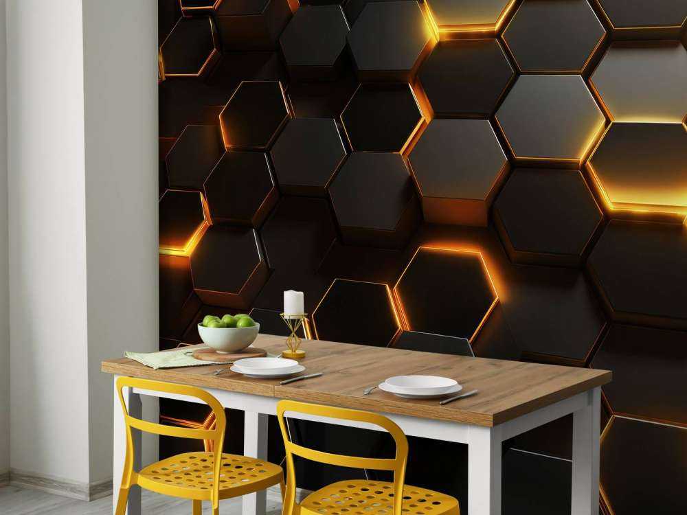Glowing Golden Hexagons