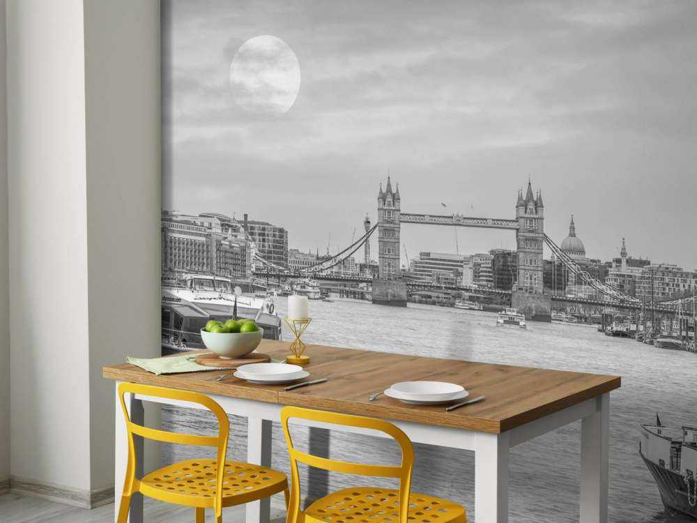 Cityscape of London in black and white