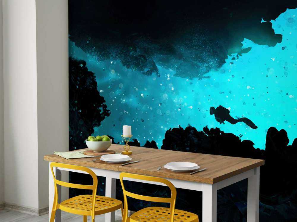 Narrow cave with diver