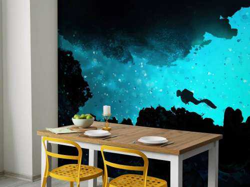 Narrow cave with diver