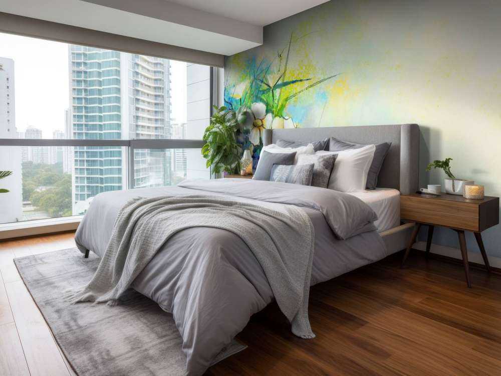 Bloemen schilderij met een wazige achtergrond