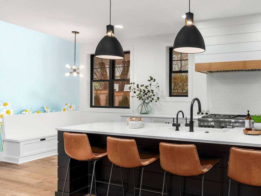 Kamille bloemen met een blauwe achtergrond