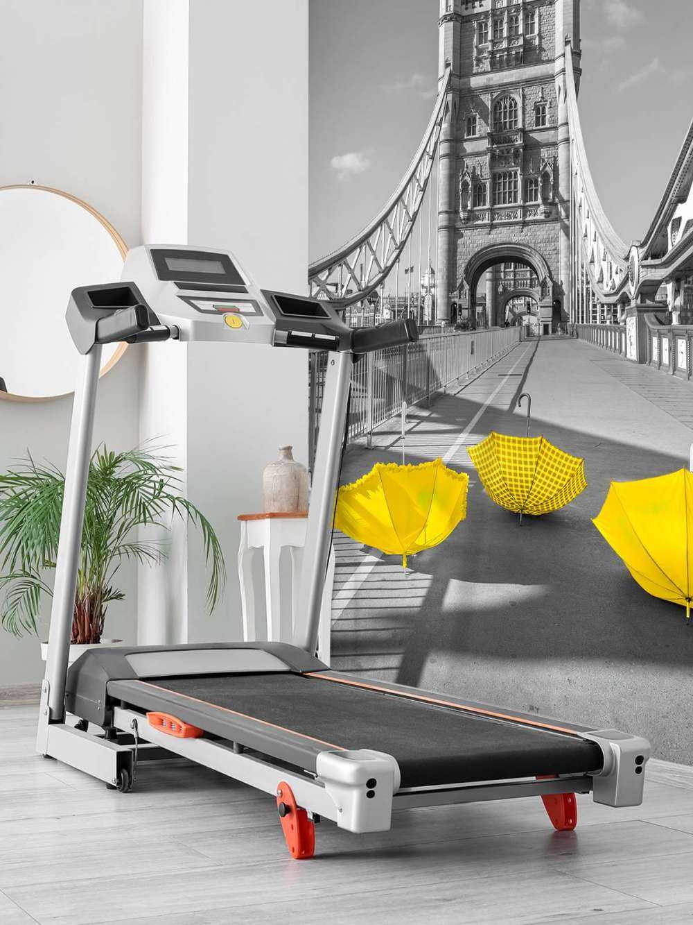 Yellow umbrellas on Tower bridge