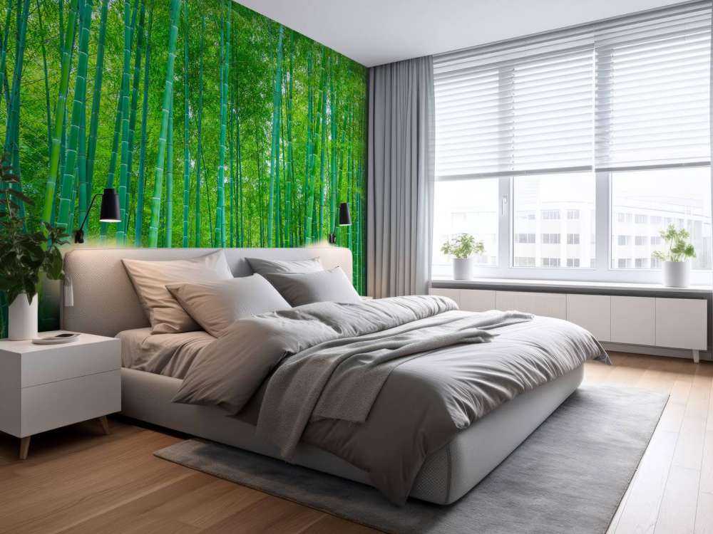 A green bamboo forest