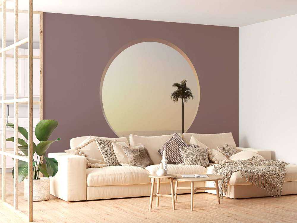 Pink wall with circle