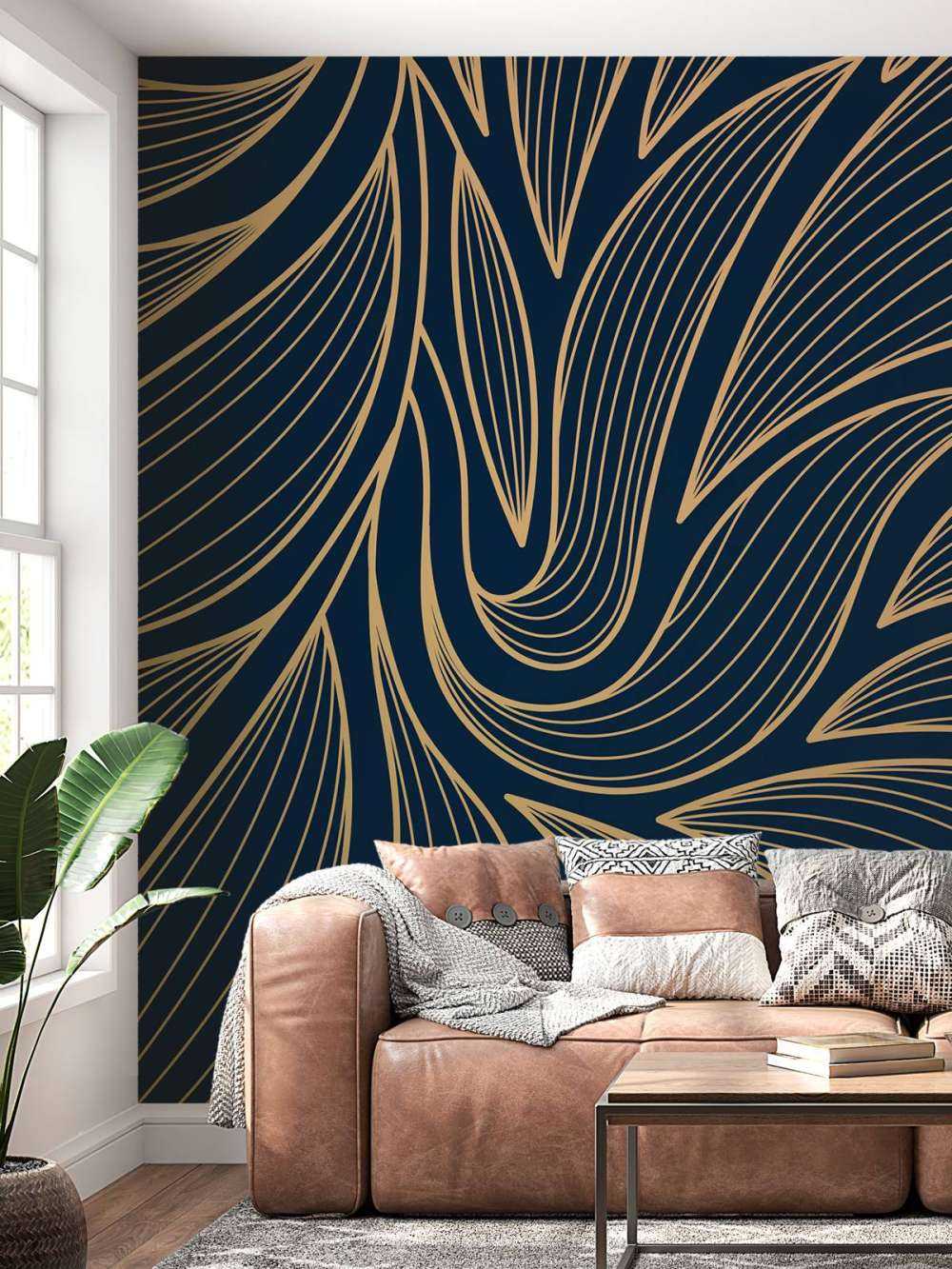 Art deco flowers blue