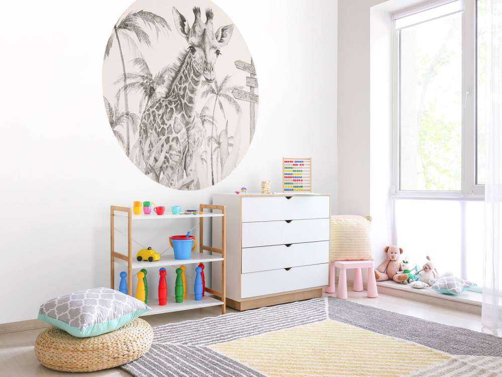 Baby giraffe in the jungle beige