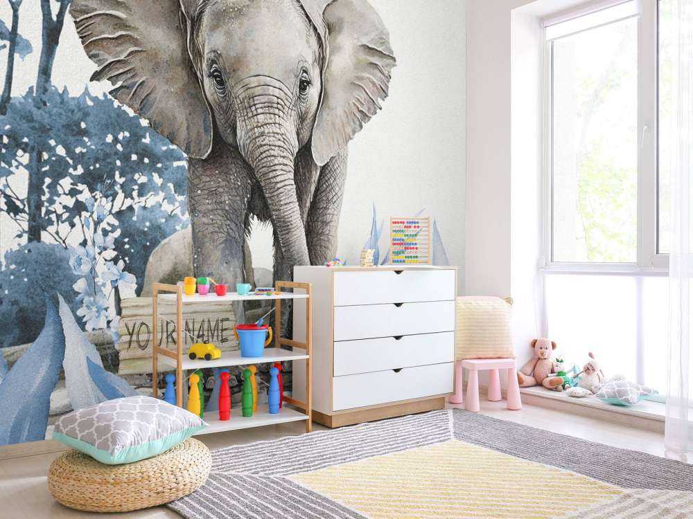Elephant in the jungle blue