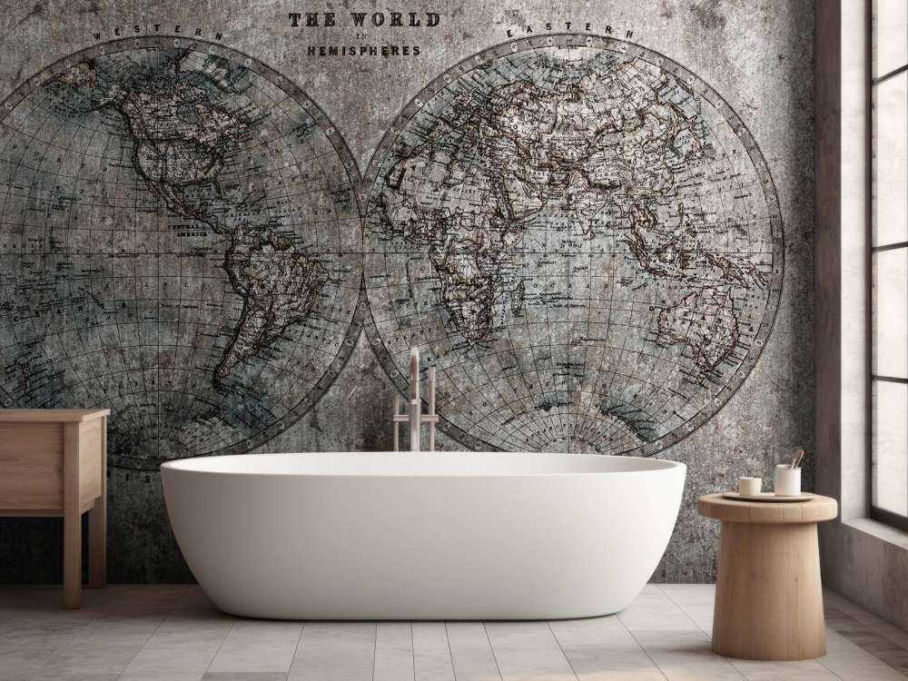 World map with grey shades