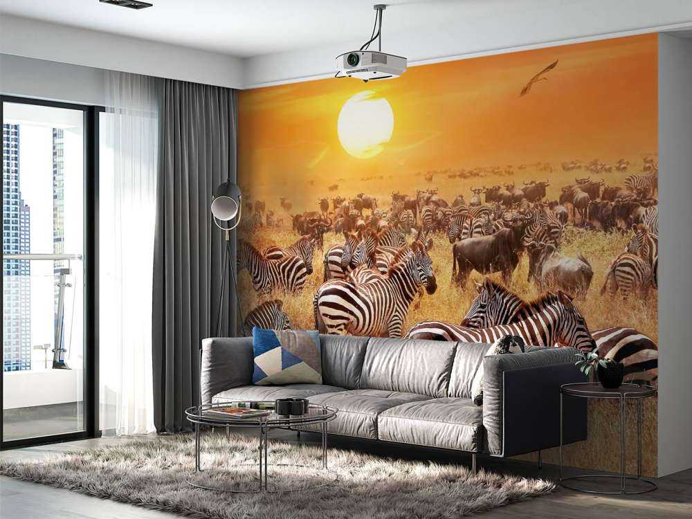 Savanna sun with zebras
