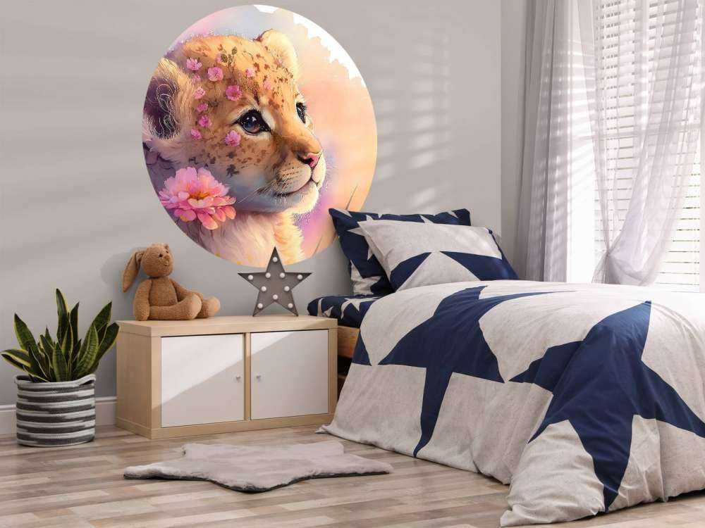 Dreamy puppy among the flowers