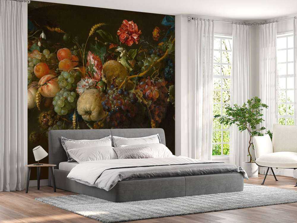 Garland of fruits with a few flowers