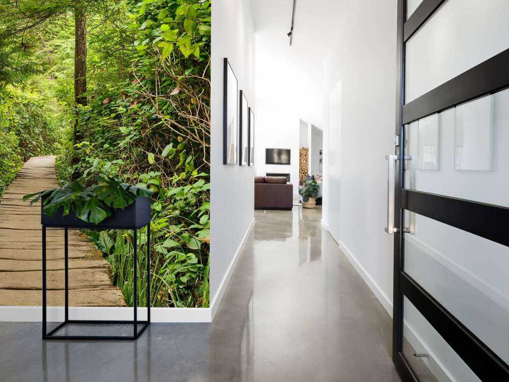 Wooden path through the green