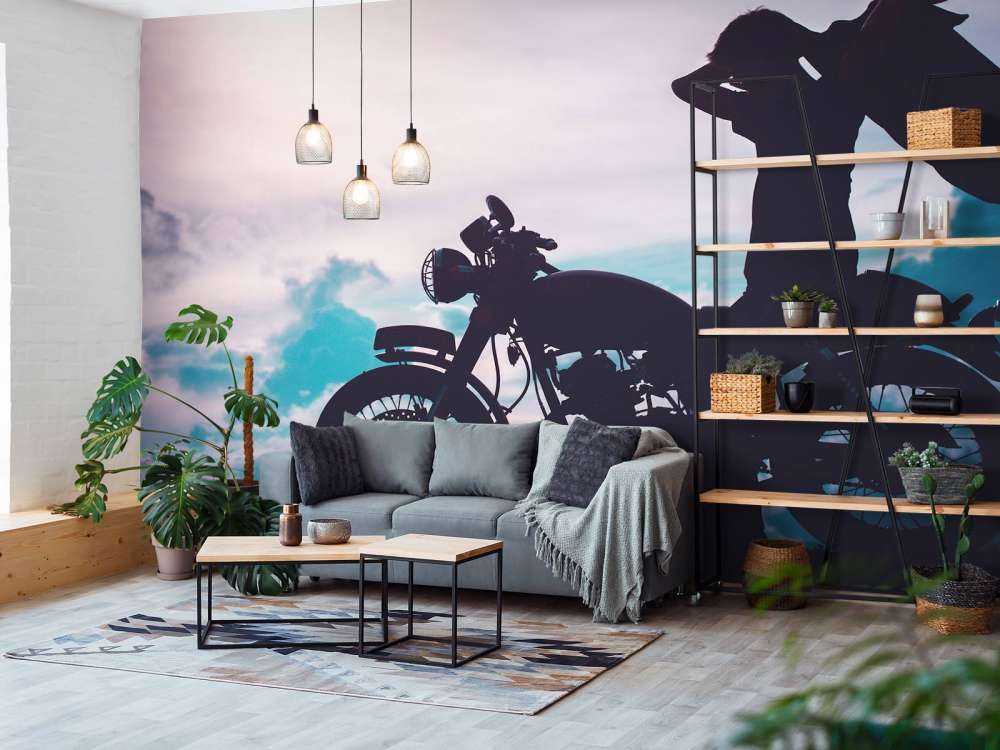 Silhouette motorcyclist