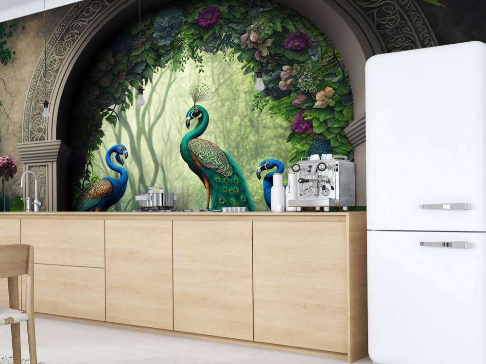 Peacock Trio in Secret Garden