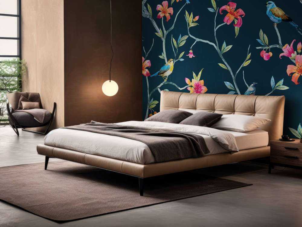 Tropical flowers and birds