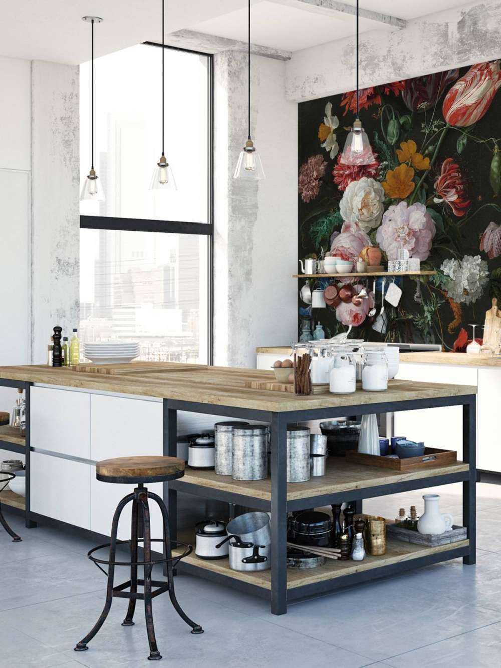 Still life with flowers in a glass vase