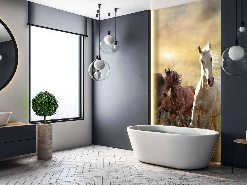 Galloping horses at sunset