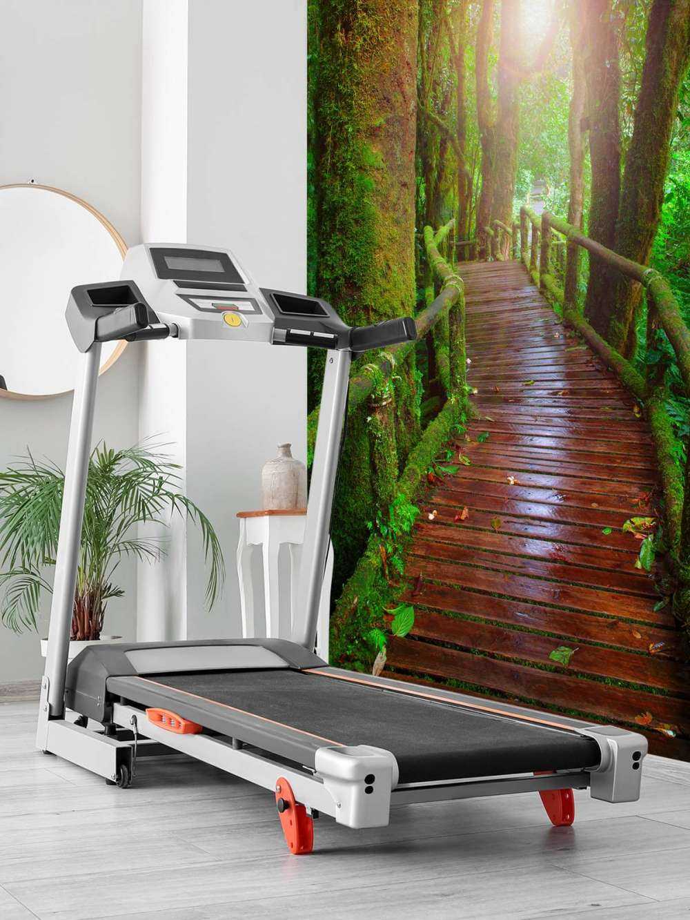 Behang met een houten brug