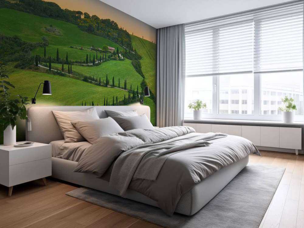 Winding road with cypresses