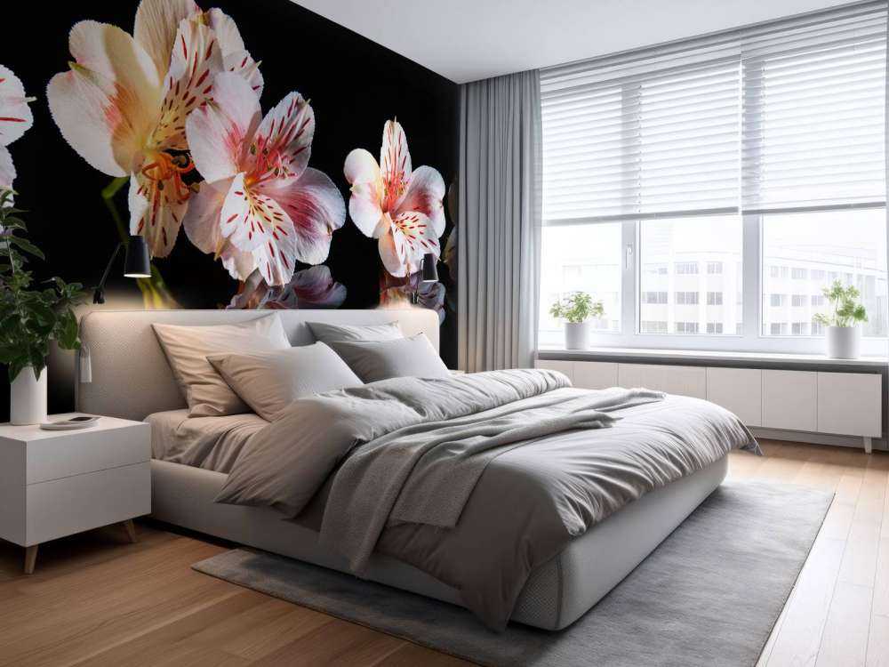 Alstroemeria flowers with reflection