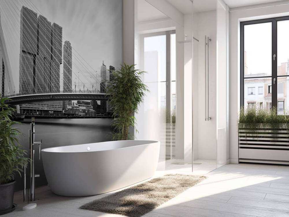 Erasmus bridge black and white