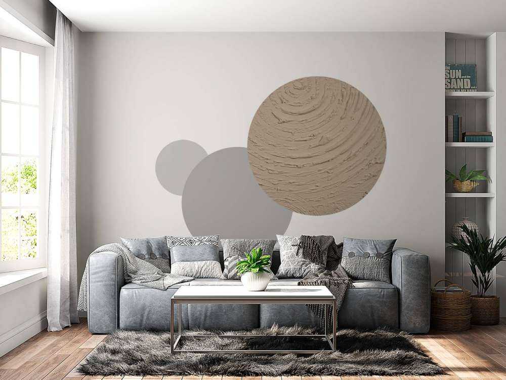 Round shapes and lines in taupe