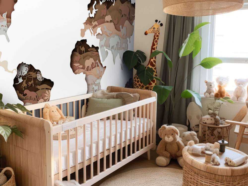 Dieren wereldkaart aarde tinten