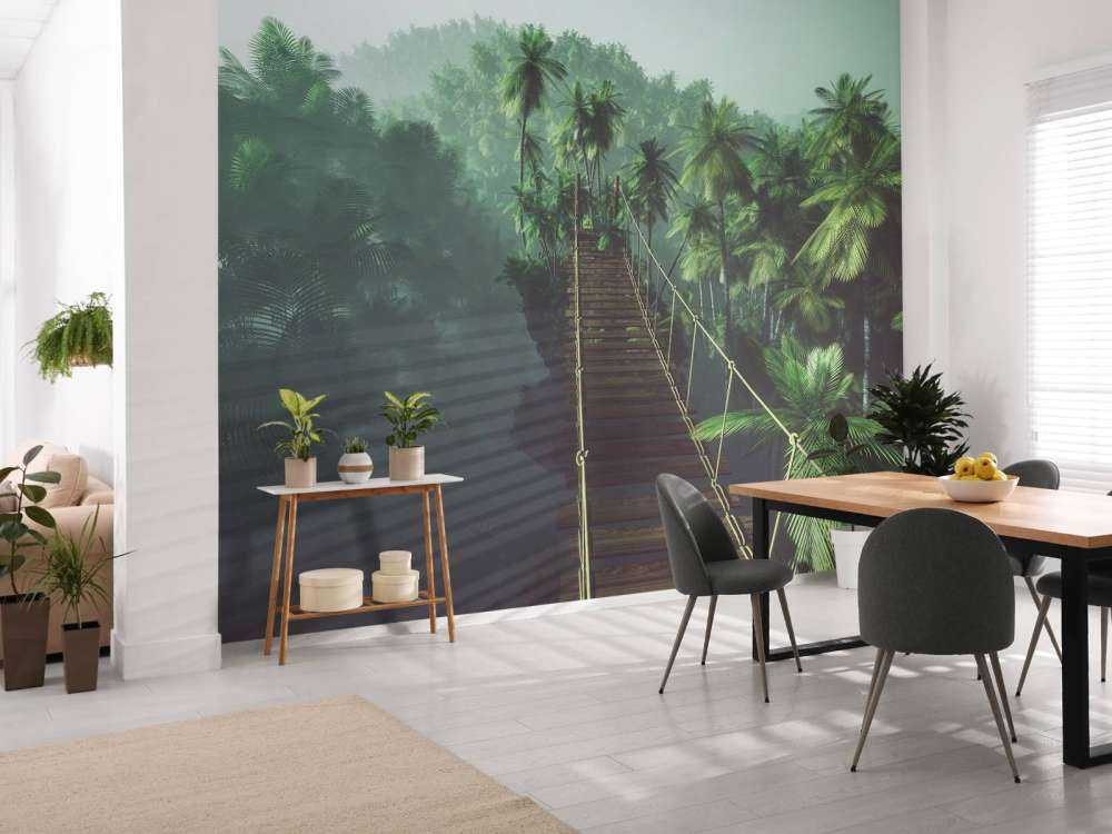 Rope bridge in the mist