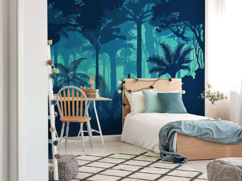 Blue jungle silhouette