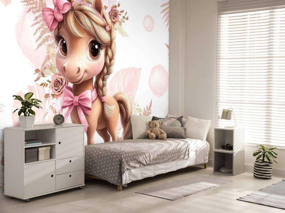 Elegant pony with pink bow