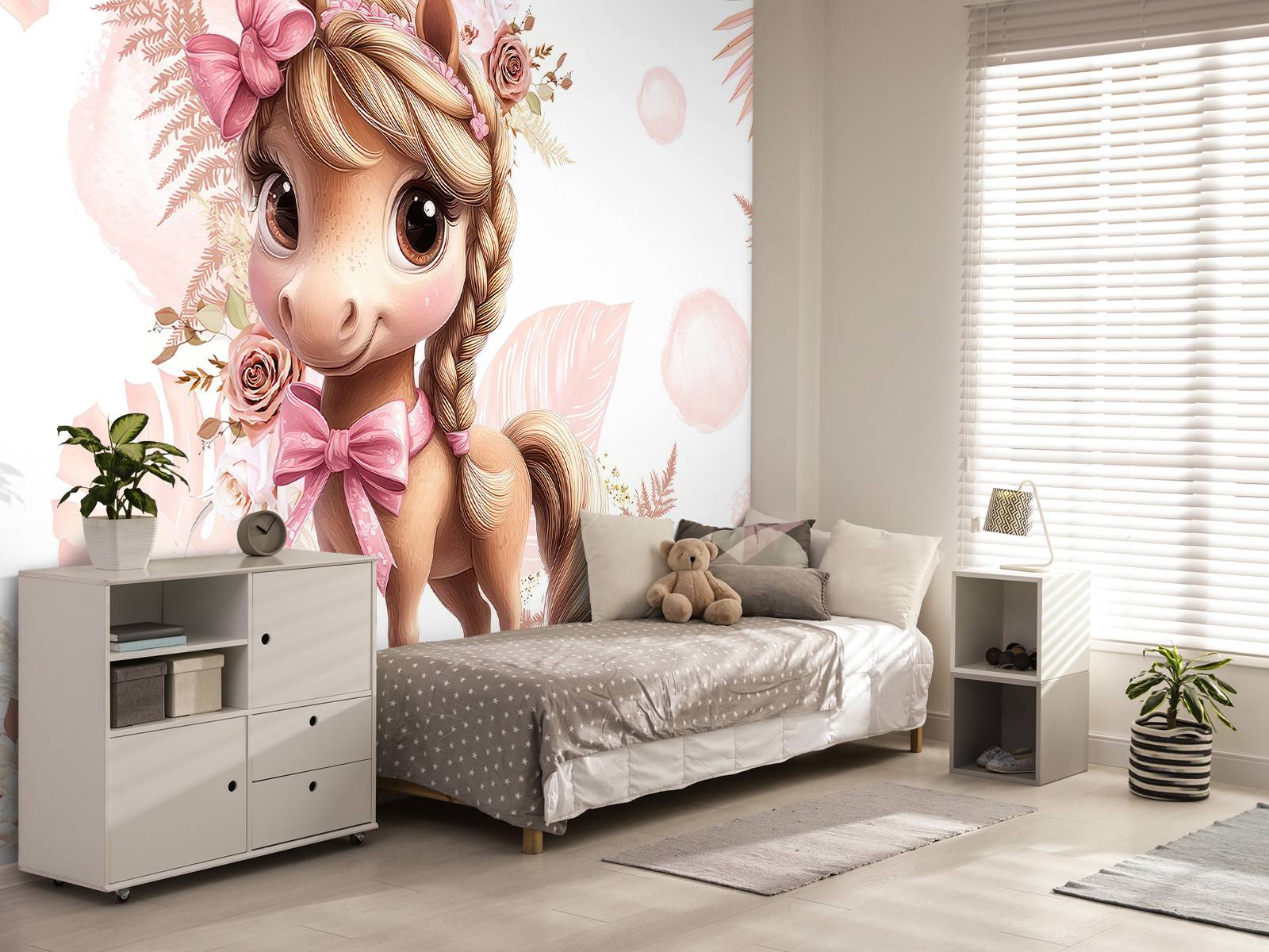 Elegant pony with pink bow