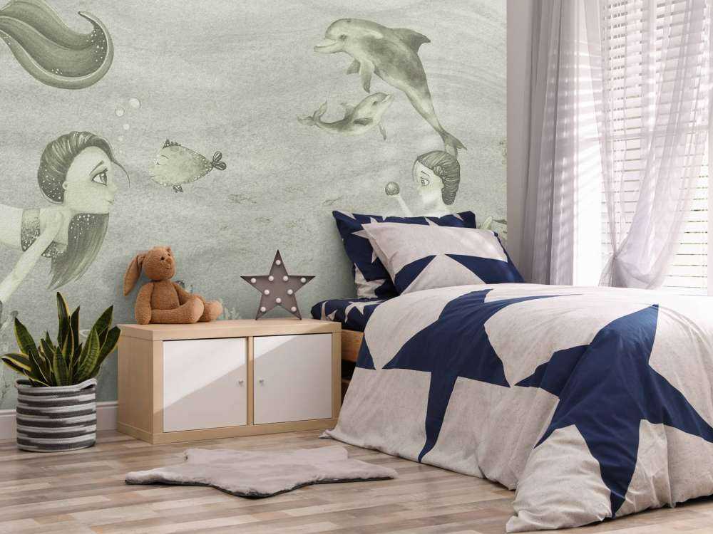 Mermaids world in green