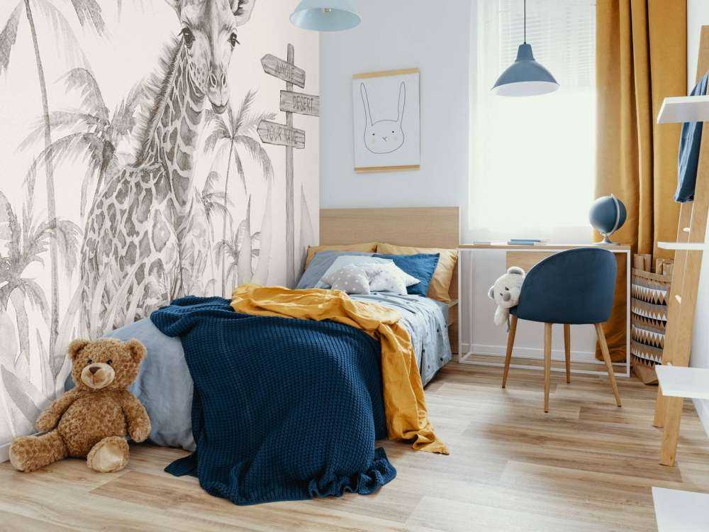 Baby giraffe in the jungle beige