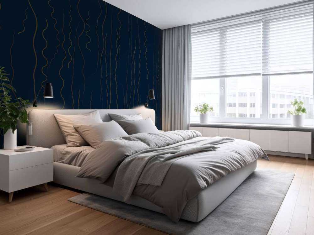 Organic lines grass midnight blue