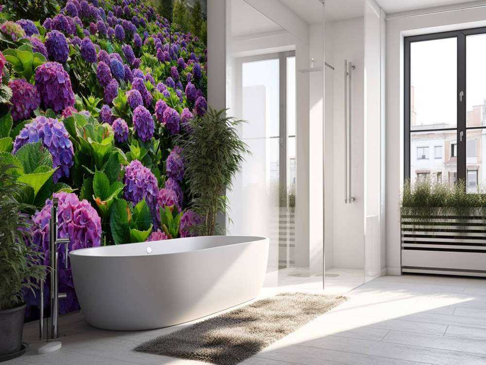 Hydrangeas in a field