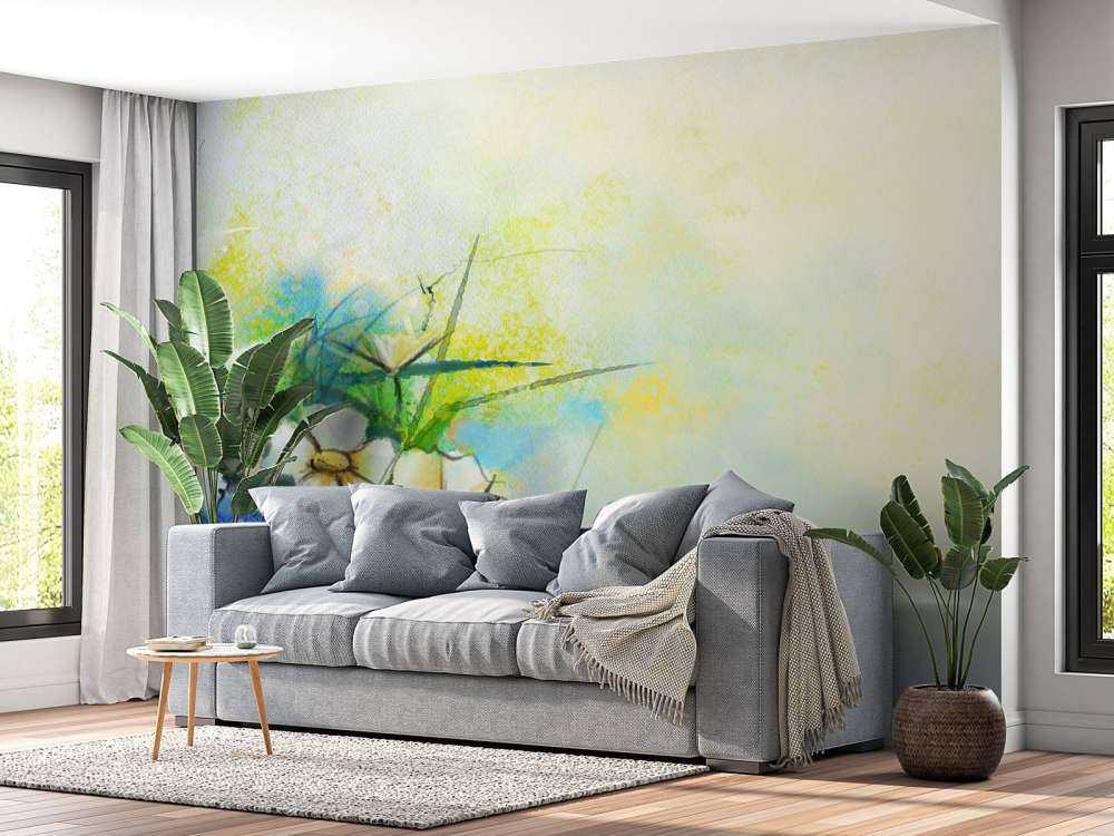 Bloemen schilderij met een wazige achtergrond