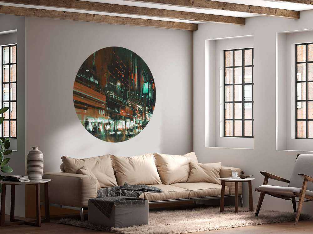 Schilderij van een drukke stad