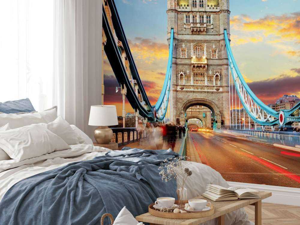 De London Tower Bridge bij zonsondergang