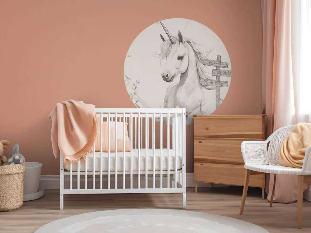 Baby unicorn with plants beige