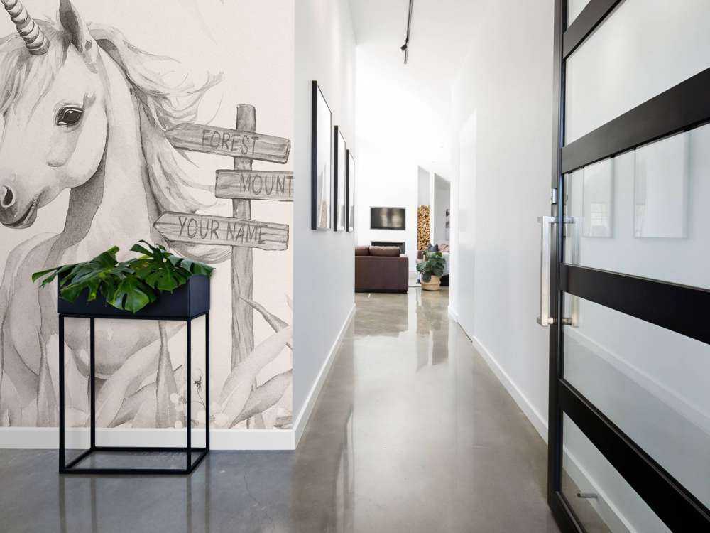 Baby unicorn with plants beige