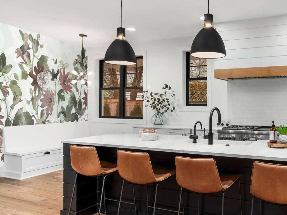 Seven Birds in Enchanted Foliage - Pastel Green