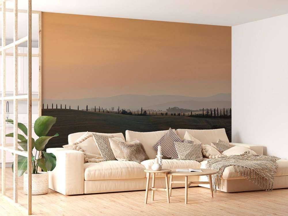 Orange glow over Italian landscape