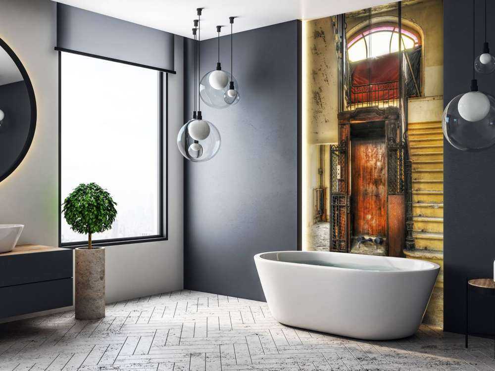 Abandoned hotel lobby