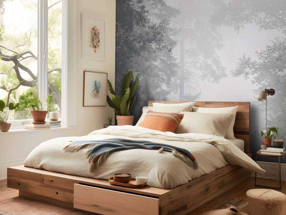 Road through misty forest