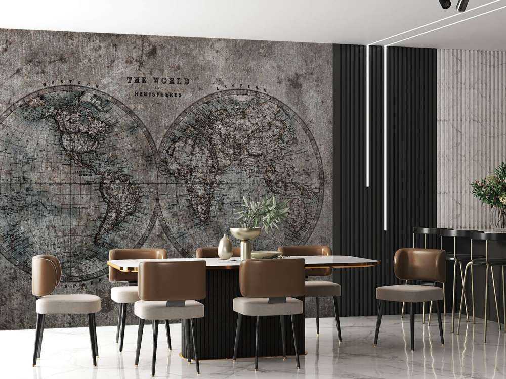 World map with grey shades
