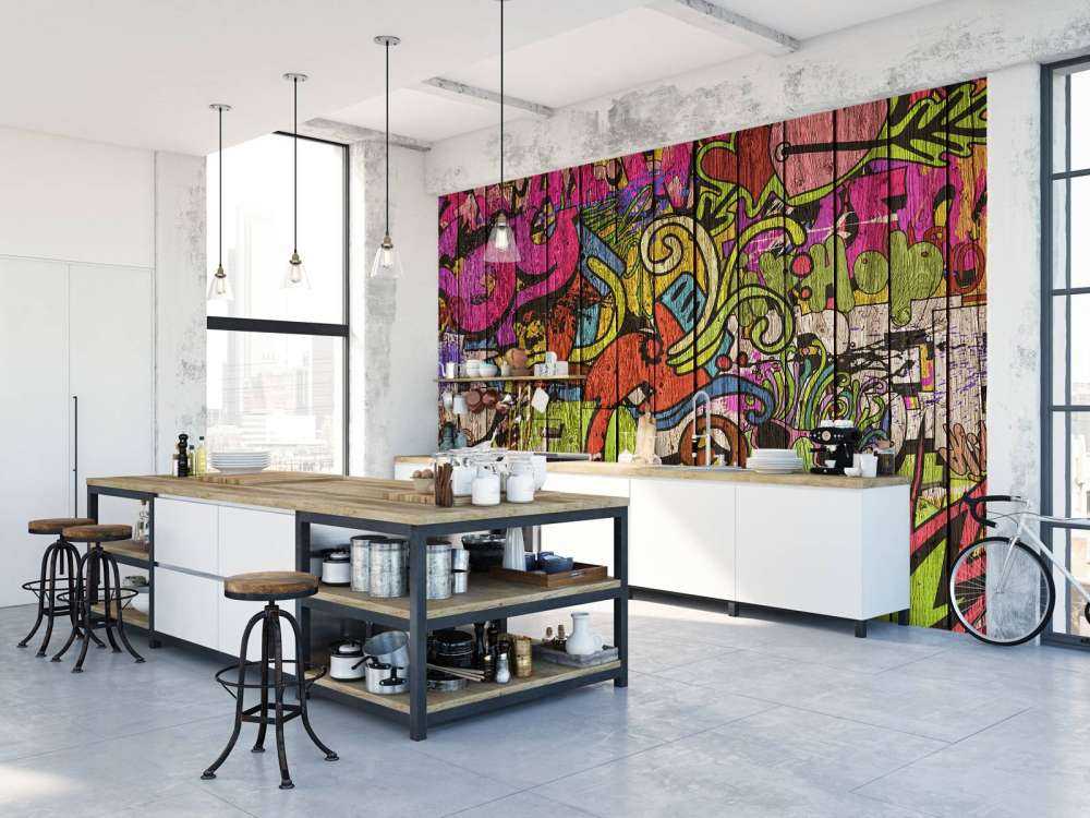 Street graffiti on old wood